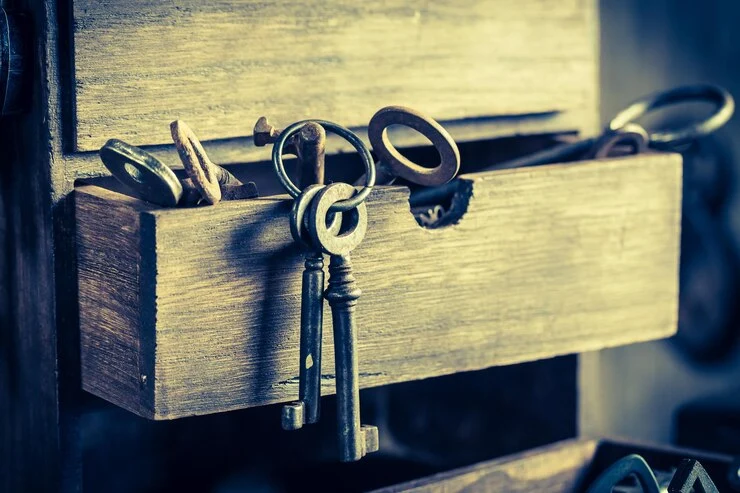 Verktøy låser og nøkler i gammelt låsesmedverksted